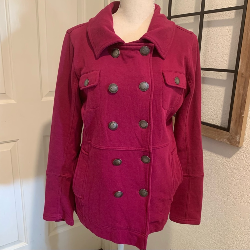 Hurley Double Breasted Burgundy Coat size small